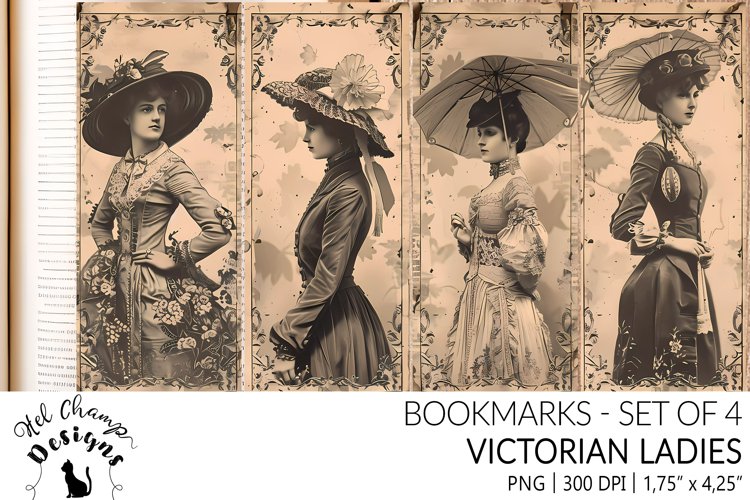 Bookmarks set sublimation historical vintage victorian ladies book lover