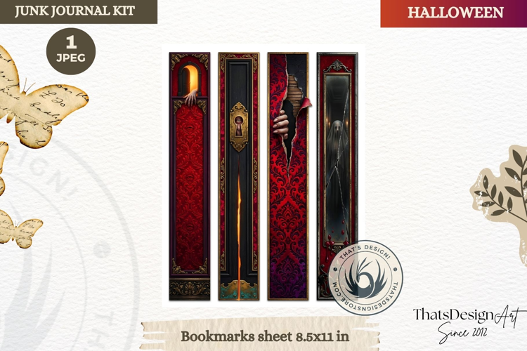 Haunted House Halloween Junk Journal bookmark fussy cut