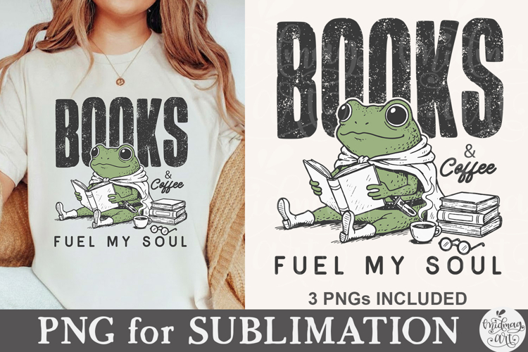 Books and coffee fuel my soul Png design