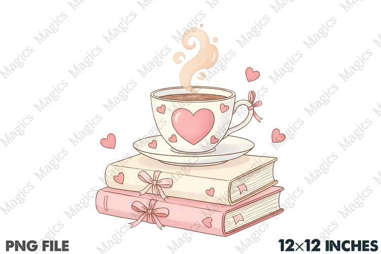 Books And Coffee Valentine Png
