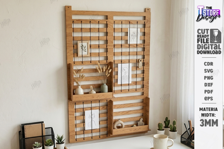 Desktop Book and Photo Organizer Laser Cut | Wall Decor |CNC