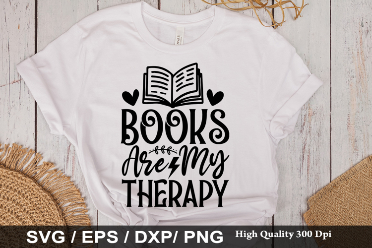 Books Are My Therapy - Book Lover SVG Design