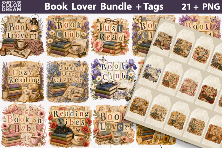Book Lover Sublimation Bundle | Book Quotes Tag Printable
