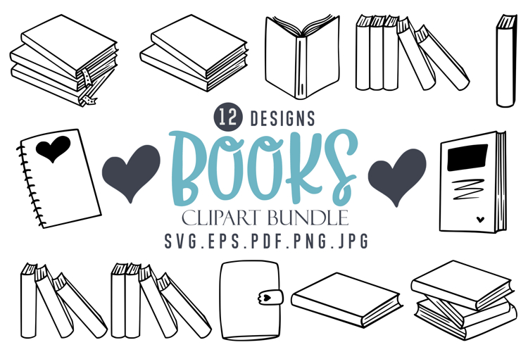 Books Lineart Bundle SVG Cut File