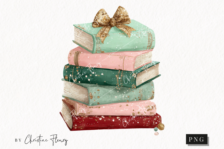 Brush Stroke Christmas Books Clipart | Preppy Christmas PNG