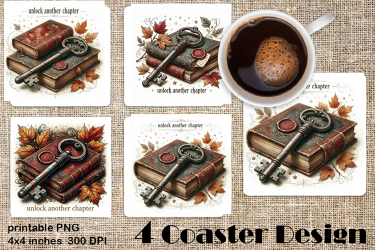 Autumn Antique Books Coaster PNG | Fantasy Pumpkin