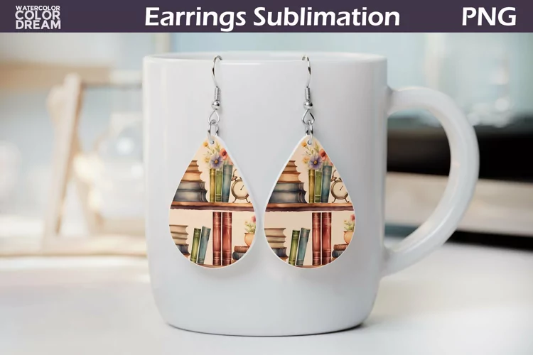 Book Teardrop Earrings | Earrings Sublimation