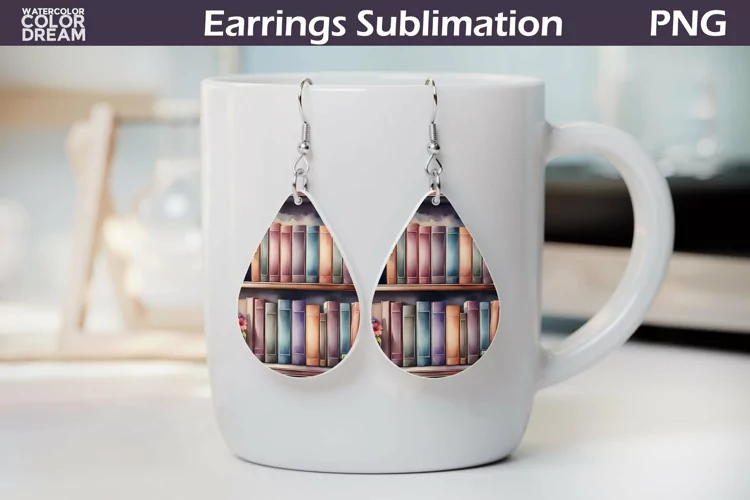 Book Teardrop Earrings | Earrings Sublimation