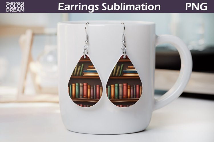 Book Teardrop Earrings | Earrings Sublimation example image 1