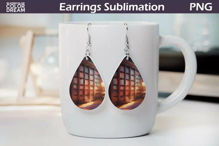 Book Teardrop Earrings | Earrings Sublimation