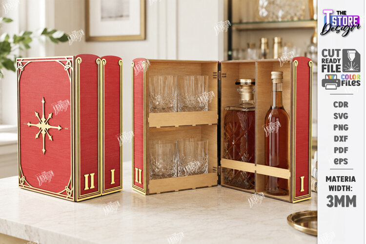 Books Home Decor Laser Cut | Mini Bar | Storage Box | CNC example image 1