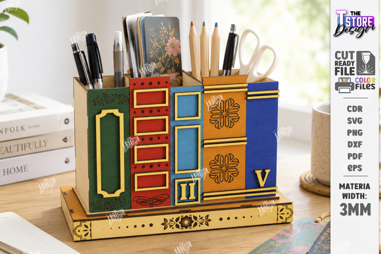 Books Home Decor Laser Cut | Wooden Book Organizer | CNC