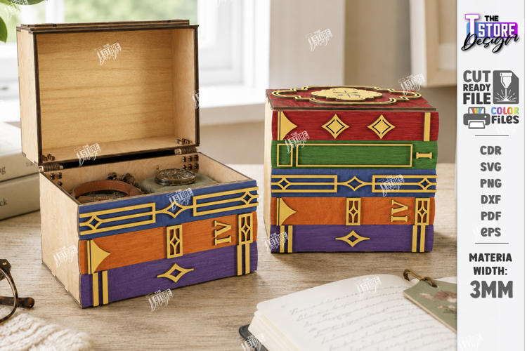 Books Home Decor Laser Cut | Wooden Book Jewelry Box | CNC