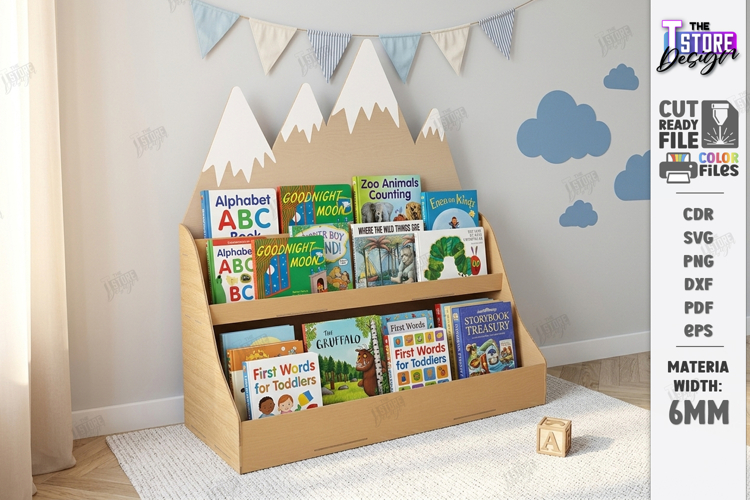 Kids Bookshelf Laser Cut| Nursery Decor | Kids Laser