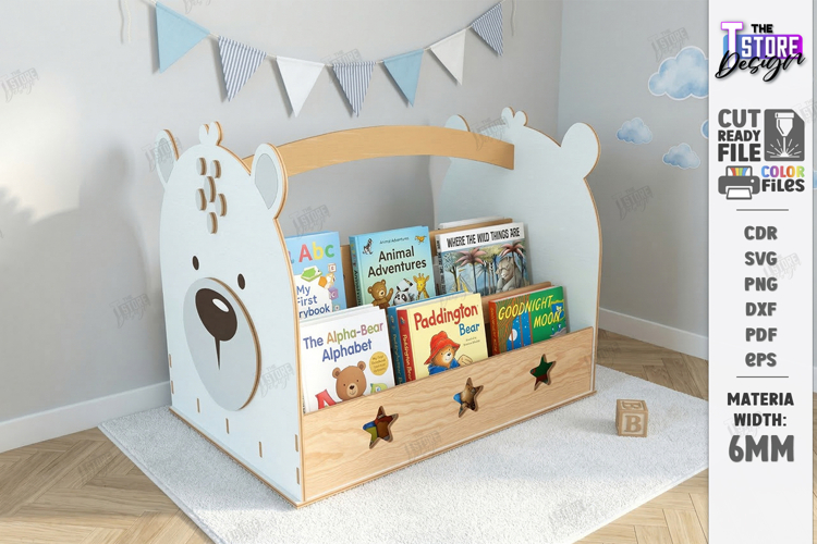 Kids Bookshelf Laser Cut| Nursery Decor | Kids Laser