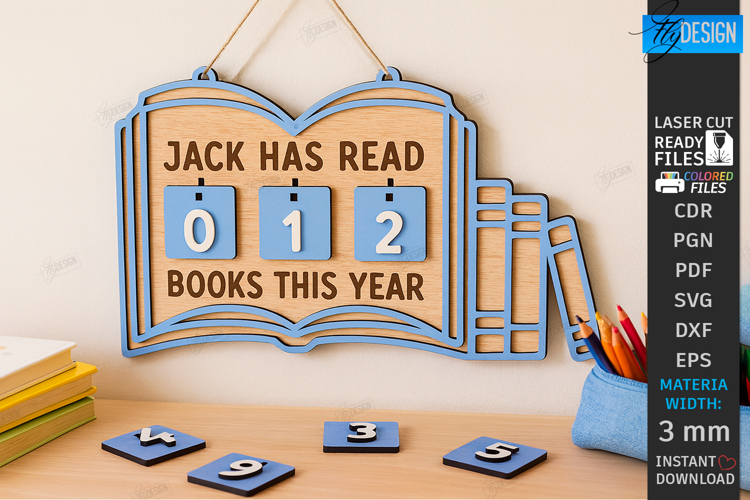 Kids Book Reading Tracker Laser Cut | Book Reading Progress