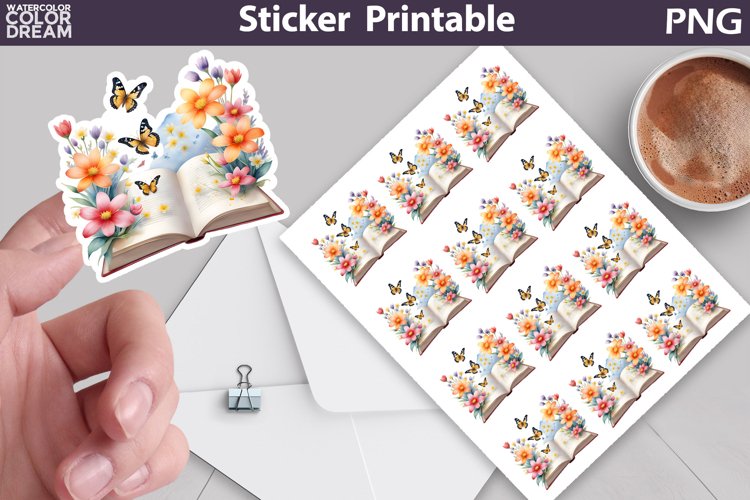 Book Flowers Butterfly Sticker | Book Lover Sticker