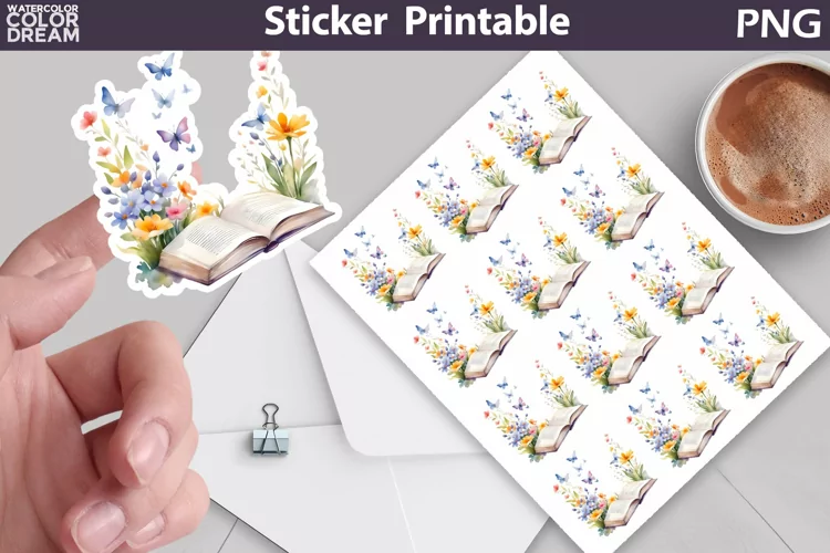 Book Flowers Butterfly Sticker | Book Lover Sticker