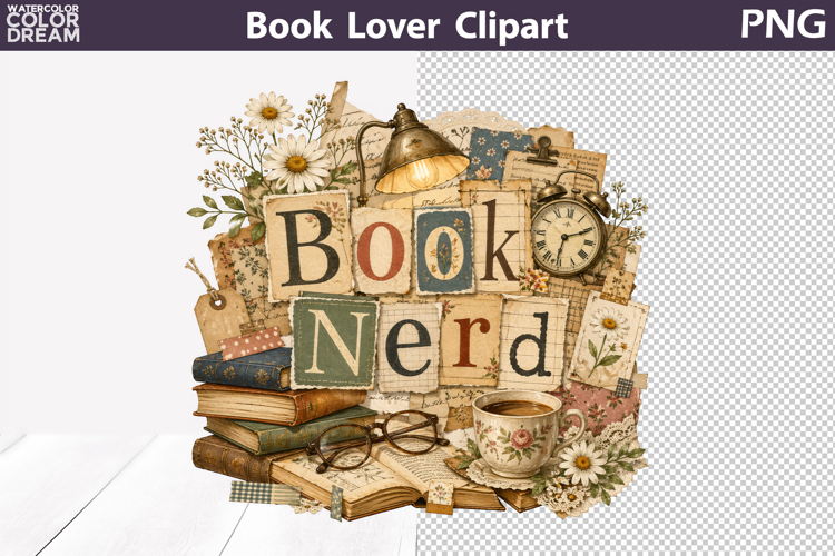 Book Nerd Clipart | Reading Sublimation