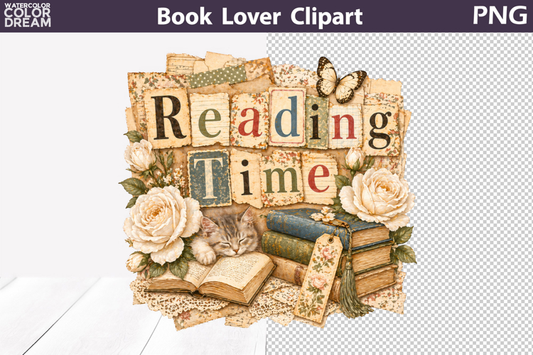 Reading Time Clipart | Book Sublimation