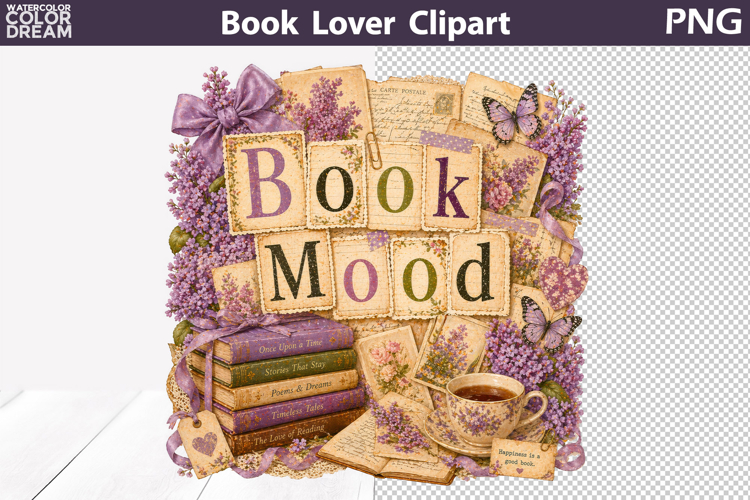 Book Mood Clipart | Cozy Reader Sublimation