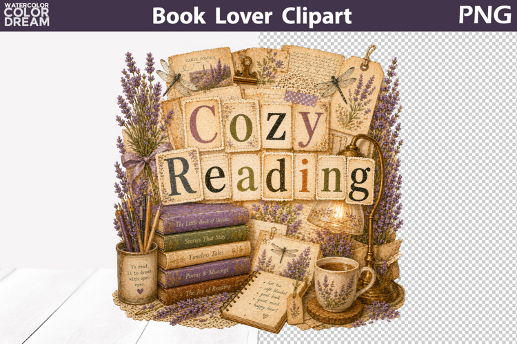 Cozy Reading Clipart | Book Lover Sublimation