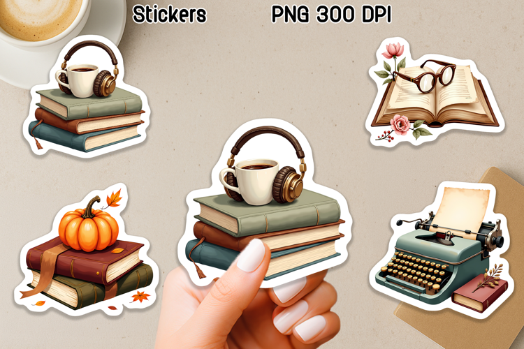 Cute Cozy Book Lover Stickers PNG Printable