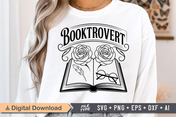 Booktrovert SVG, Book Lover SVG, Reading SVG