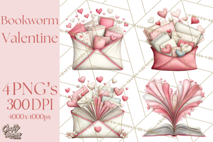Valentine Reader Worm Clipart, Cute Bookworm Valentine Art