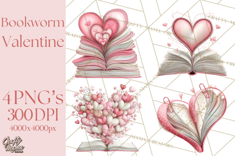 Valentine Reader Worm Clipart, Cute Bookworm Valentine Art