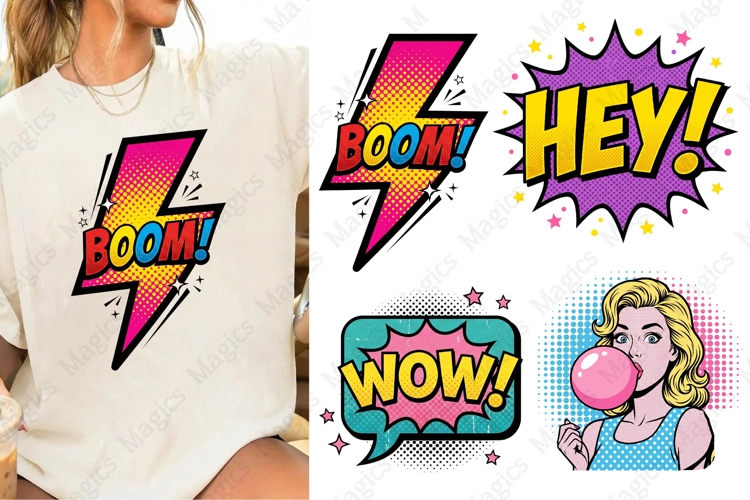 Boom Comic Lightning Pop Art Sublimation PNG Design File