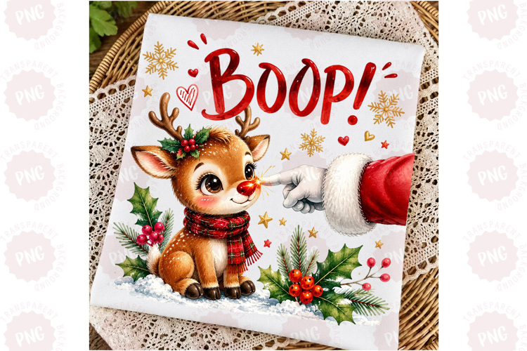 Boop Cute Reindeer Santa Hand PNG
