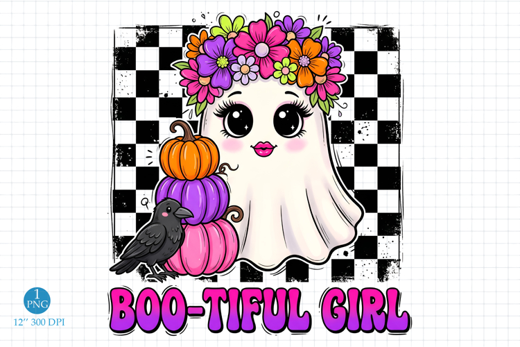 BOOtiful Ghost Girl png, Halloween Sublimation