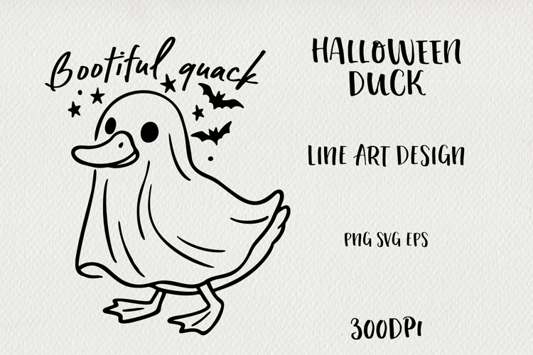 Line Art Cute Halloween Duck | EPS, SVG, PNG