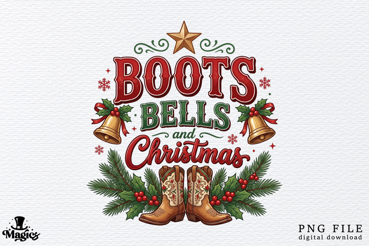 Boots Bells and Christmas Western Sublimation