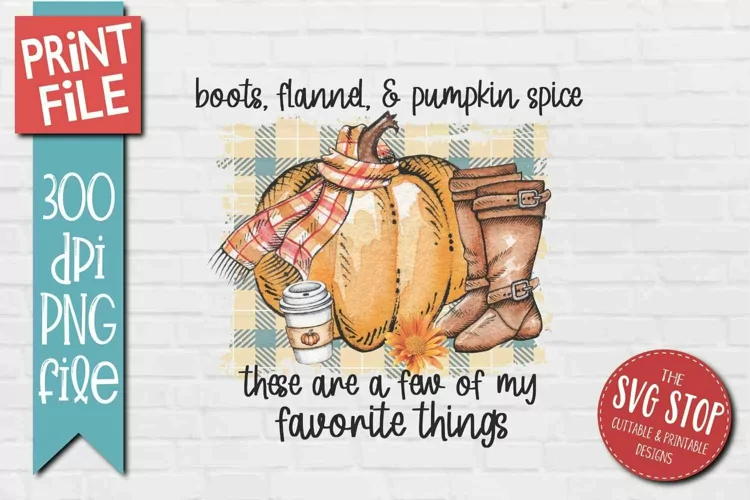 Boots Flannel Pumpkin Spice | Fall Sublimation Design