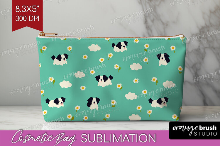 Border Collie Dog Cosmetic Bag Cute Chibi Puppy Makeup Bag example image 1