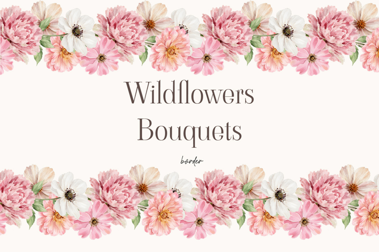 Watercolor Wildflower Border Seamless Floral Design