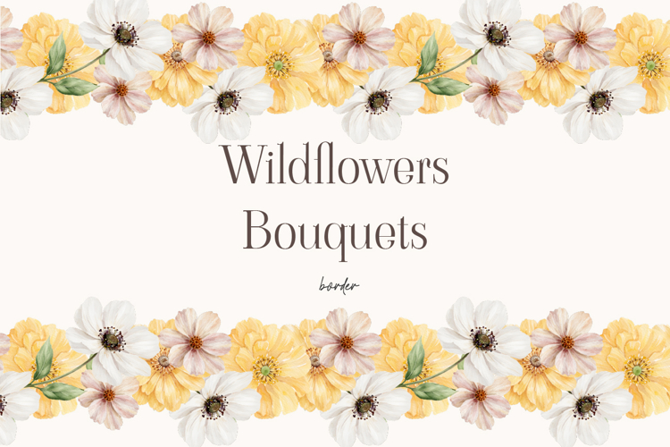 Watercolor Wildflower Border Seamless Floral Design