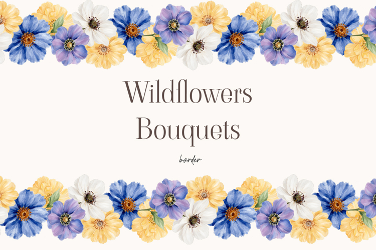 Watercolor Wildflower Border Seamless Floral Design