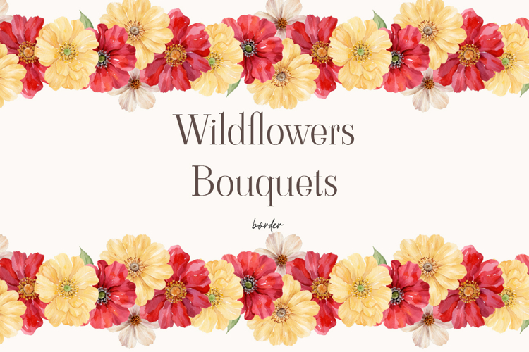 Watercolor Wildflower Border Seamless Floral Design