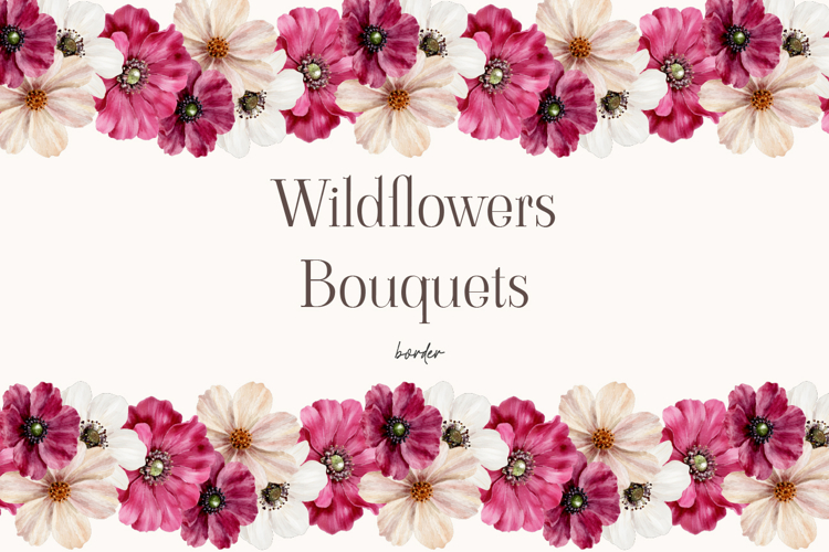 Watercolor Wildflower Border Seamless Floral Design