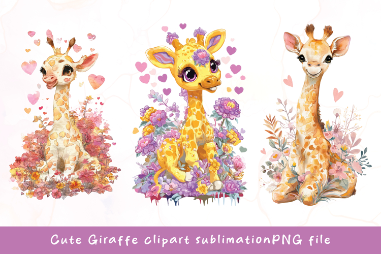 Baby cute giraffe watercolor clipart
