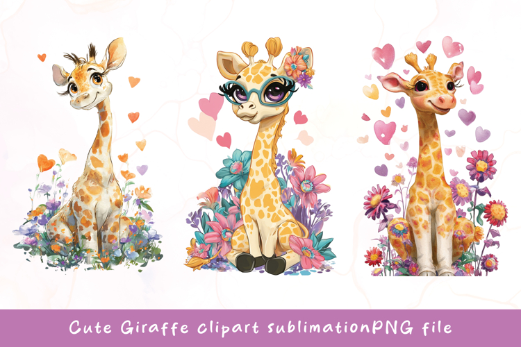 Baby cute giraffe watercolor clipart