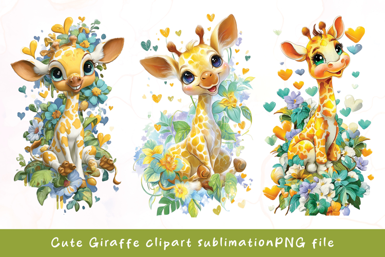 Baby cute giraffe watercolor clipart