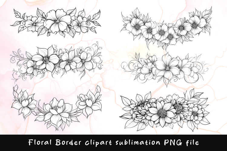 Floral border clipart sublimation