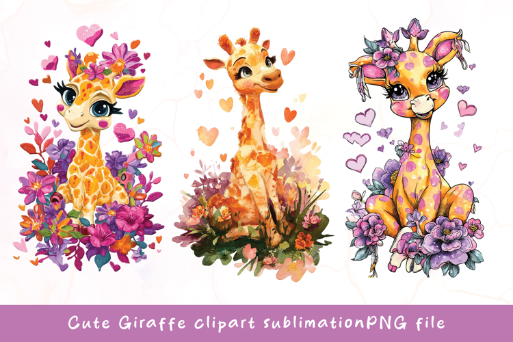 Baby cute giraffe watercolor clipart