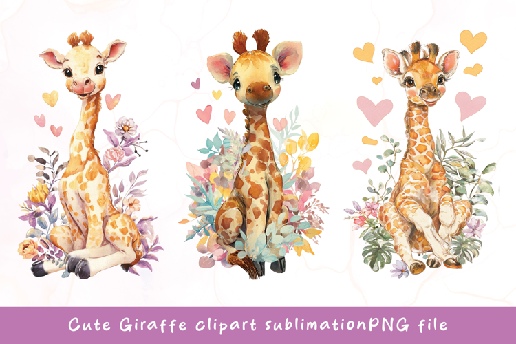Baby cute giraffe watercolor clipart