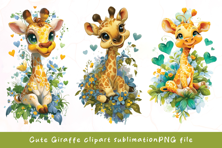 Baby cute giraffe watercolor clipart