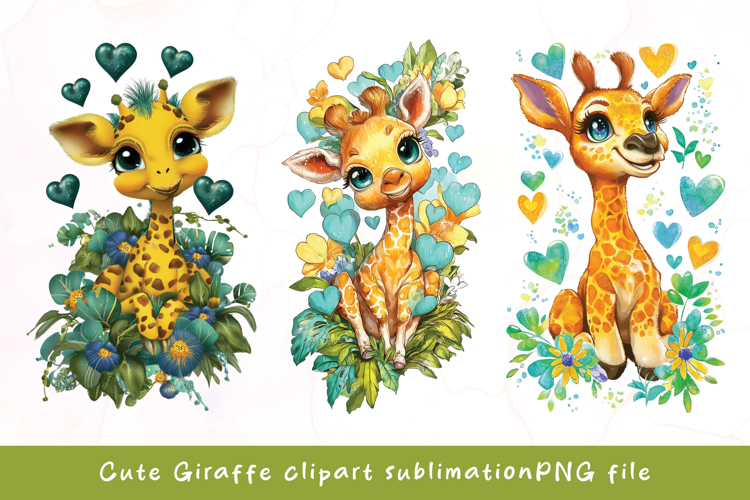 Baby cute giraffe watercolor clipart